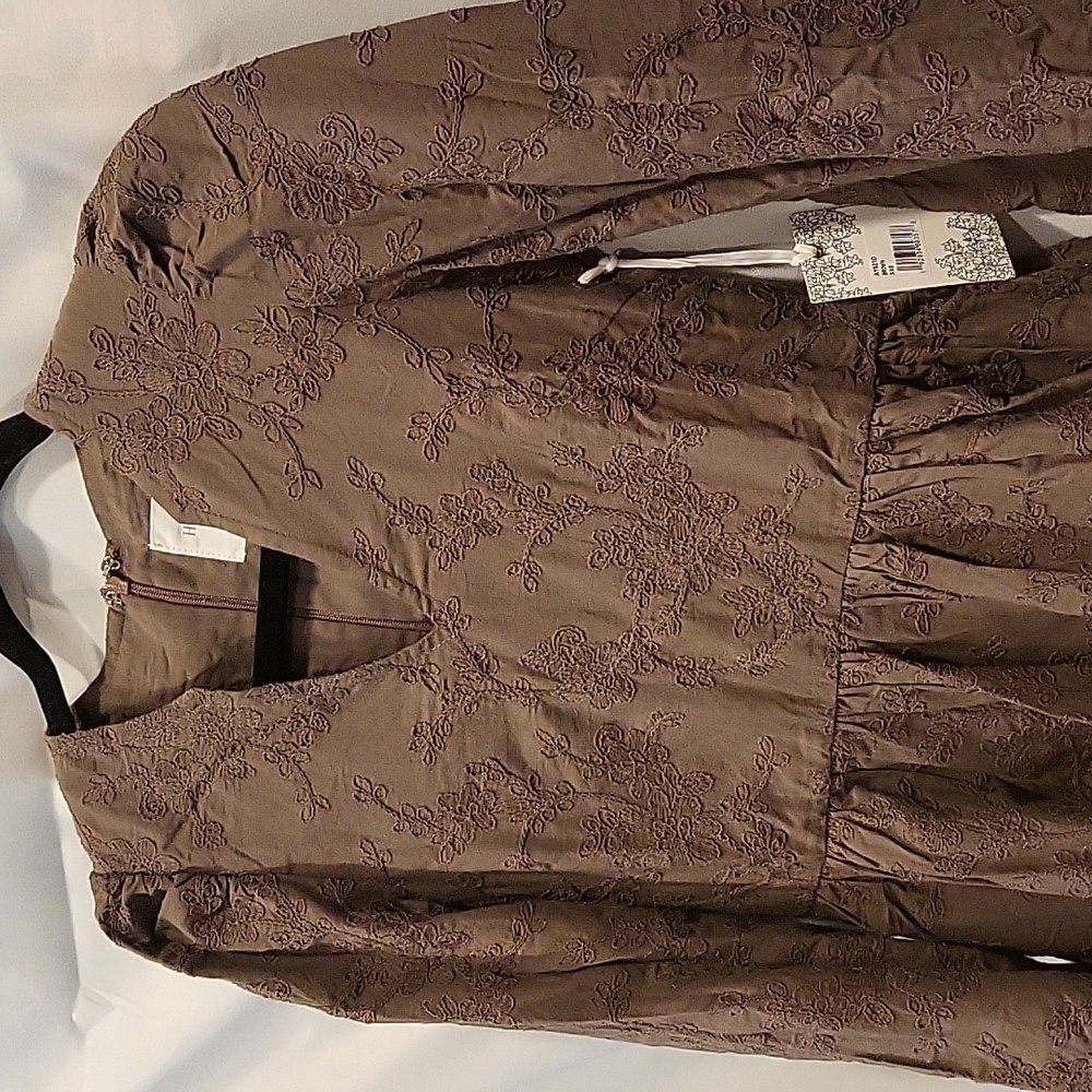 Hyacinth House Textured Becca Mini Dress In Brown Numerous Sizes - Picture 3 of 8